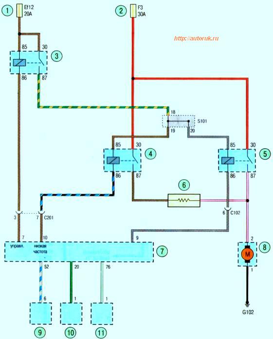 Схема проводки вентилятора двигателя Авео Шевролет