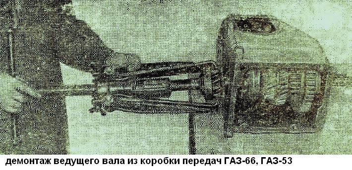 Demontage der Antriebswelle vom Getriebe GAZ- 66, GAZ-53