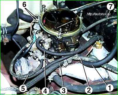 Removing the carburetor GAZ-2705