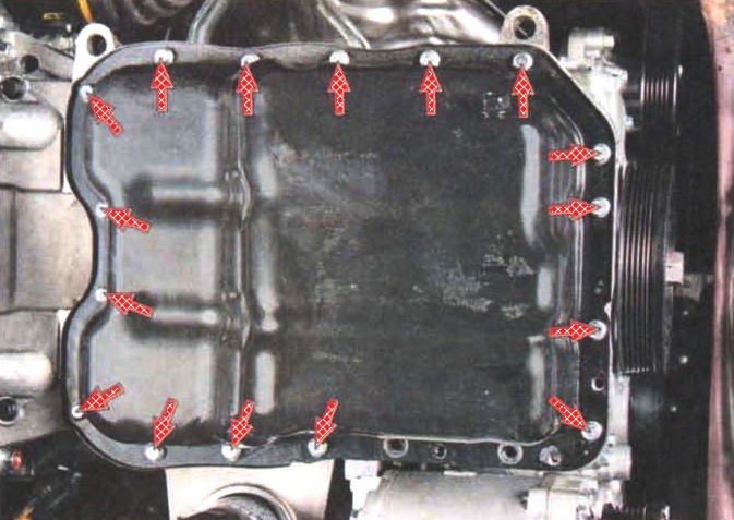 Снятие и установка поддона двигателя 4B10, 4B11 Mitsubishi Lancer