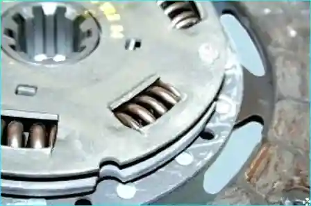 Проверка пружин Проверка надежности фиксации демпферных пружин в ступице ведомого диска