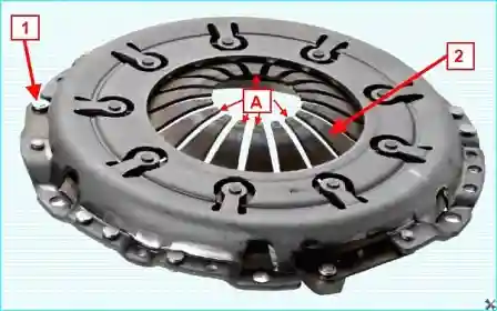 Осмотр нажимного диска Осмотр нажимного диска: заклепочные соединения и диафрагменная пружина