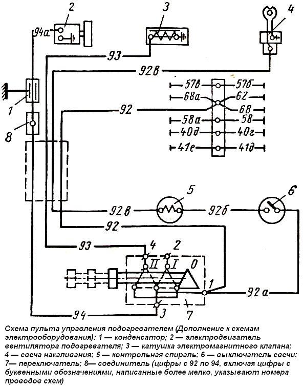 Схема пульта управления подогревателем ЗИЛ-131