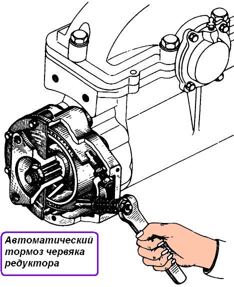 Automatic worm gear brake