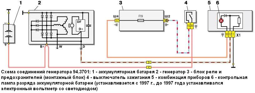 Схема соединений генератора автомобиля ВАЗ-2110