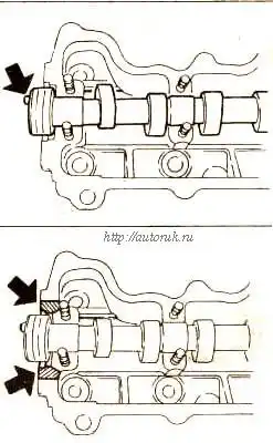 рис::Штифт стрелка распологался сверху, покрыть уплотняющей массой Уложить распредвал