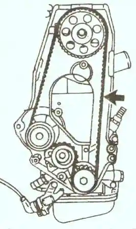 Наложить зубчатый ремень на звездочки