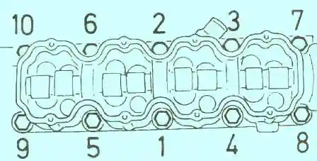Схема затяжки болтов головки Опель Корса