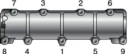 Затягиваем гайки крепления корпуса подшипников в очередности, указанной на рисунке