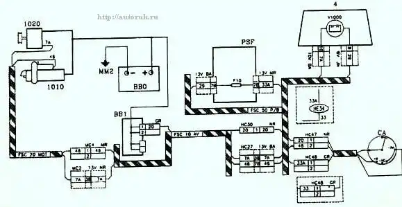 Схемы подключения стартера, генератора, кпп Peugeot 307