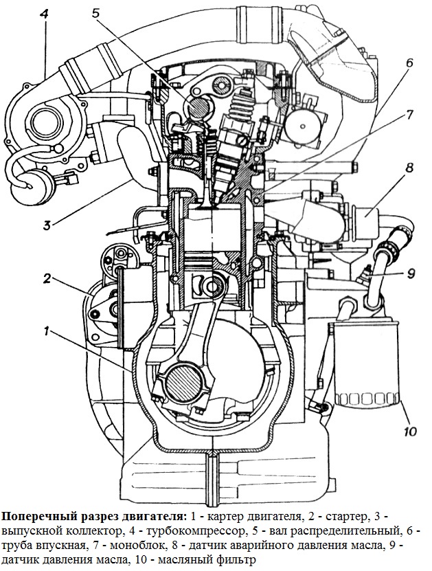 поперечный разрез двигателя ГАЗ-560