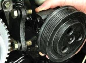 Removing and repairing the power steering pump of a car Gazelle