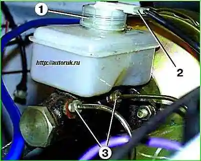 Снятие главного тормозного цилиндра