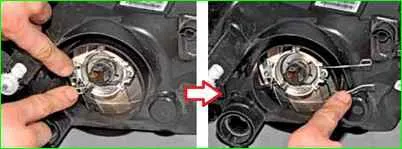 Replacing high and low beam lamps