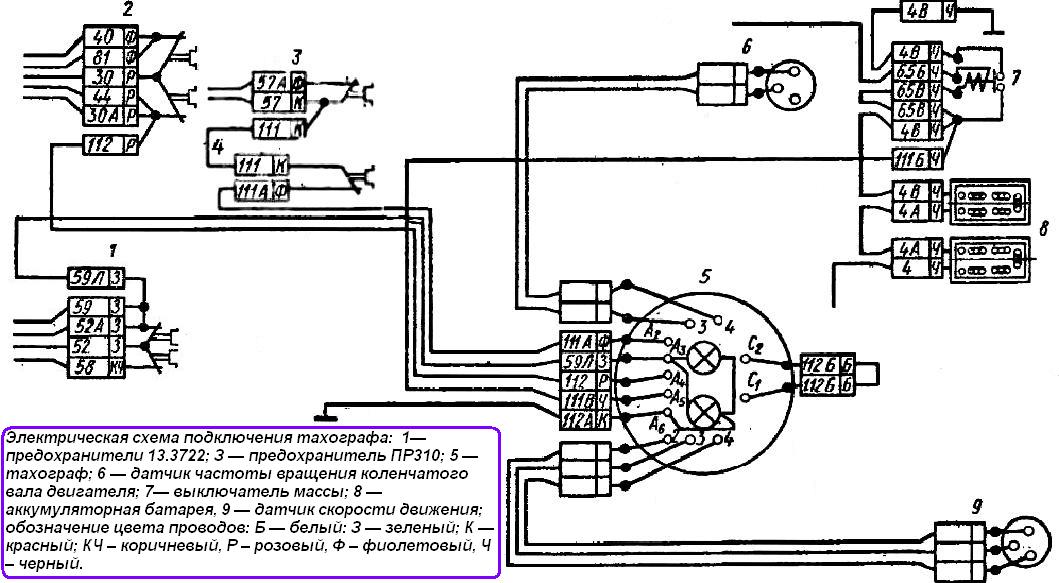 Електрична схема підключення тахографа