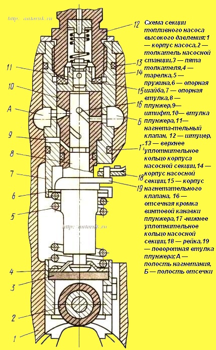 diagrama de sección de bomba de alta presión