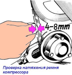 Проверка натяжения ремня компрессора МАЗ
