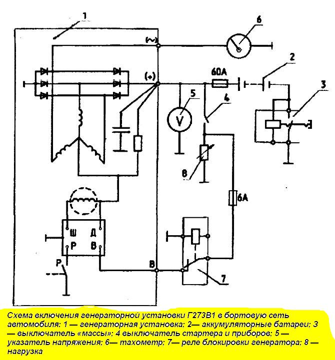 Схема включения генераторной установки Г273В1 