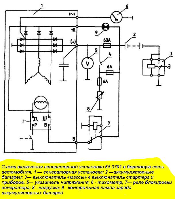Схема включения генераторной установки 6582.3701 