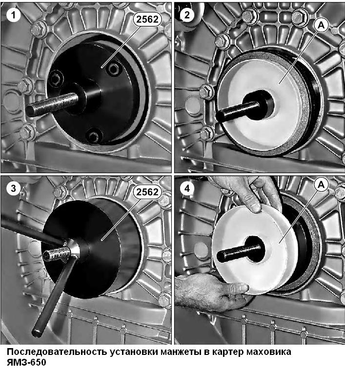 Installation sequence of the oil seal in the YaMZ-650 flywheel housing