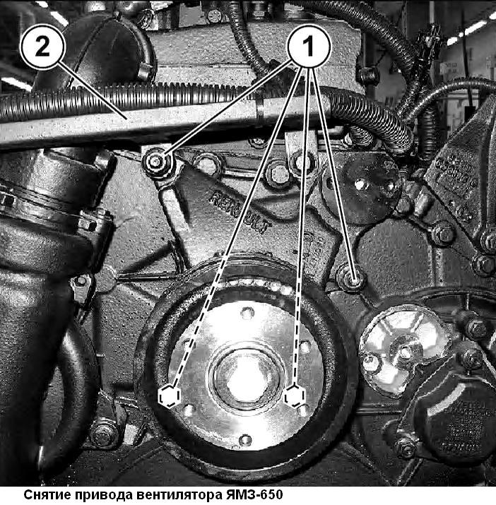 Extracción de la unidad de ventilador YaMZ-650