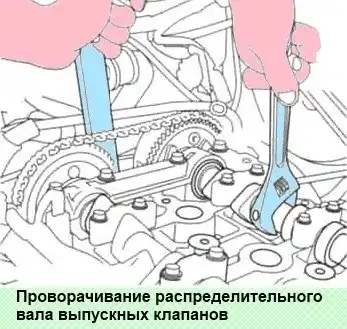 проворачивание распределительного вала Замена цепи привода ГРМ двигателя 4B10, 4B11 Mitsubishi Lancer