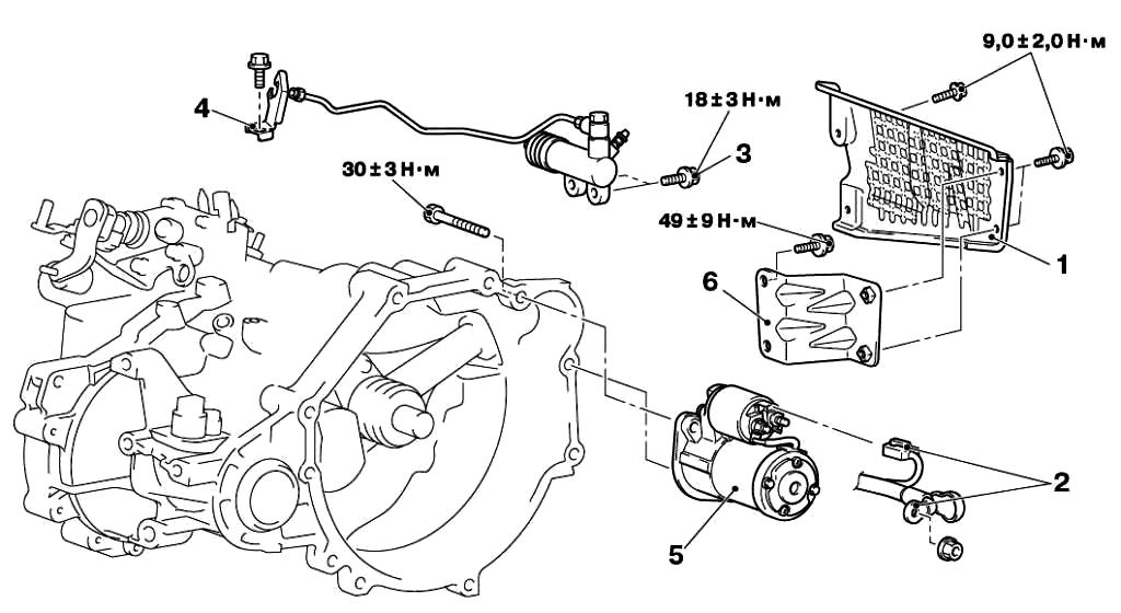 Снятие и установка стартера Mitsubishi Lancer