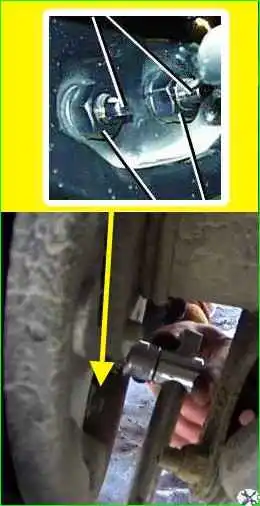 Снятие и установка колодок тормоза заднего колеса