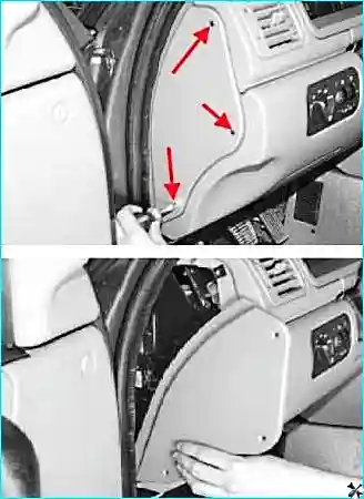 Общий вид панели приборов УАЗ Патриот перед началом демонтажа