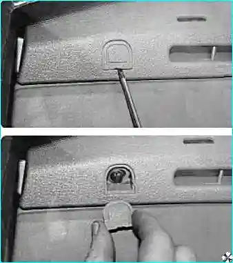 Поддевание декоративных заглушек крепления накладки воздуховода