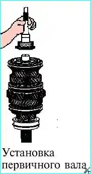 Установка первичного вала в сборе на вторичный вал