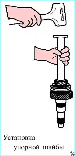 Установка упорной шайбы на вторичный вал с помощью инструмента
