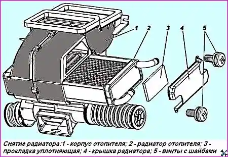 Радиатор отопителя УАЗ Патриот, извлечённый из корпуса