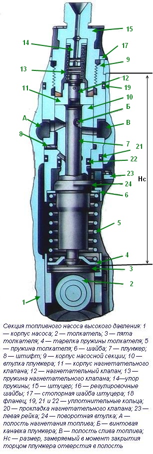 Injection pump section