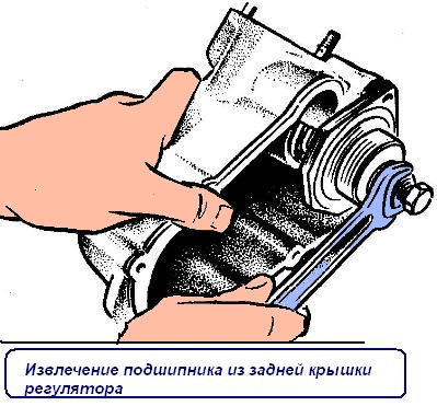 Removing the bearing from the back cover of the regulator