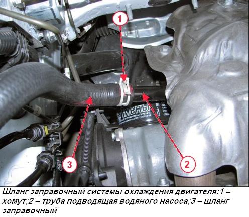 Шланг заправочный системы охлаждения двигателя