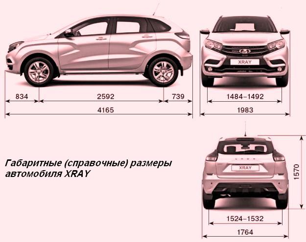 Габаритные (справочные) размеры автомобиля XRAY
