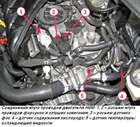 Соединения жгута проводов двигателя Н4М