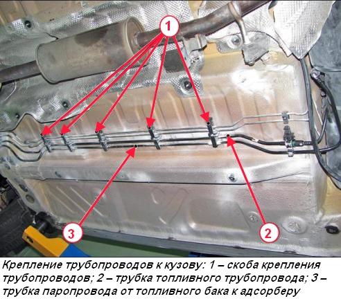 Снятие и установка топливных магистралей Lada Xray