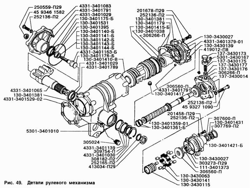 Детали рулевого механизма ЗИЛ-5301