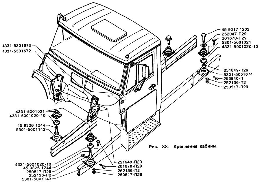 Крепление кабины ЗИЛ-5301(каталог)
