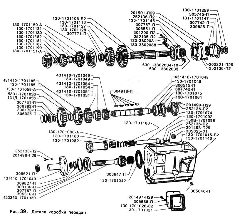 Детали коробки передач автомобиля ЗИЛ-5301
