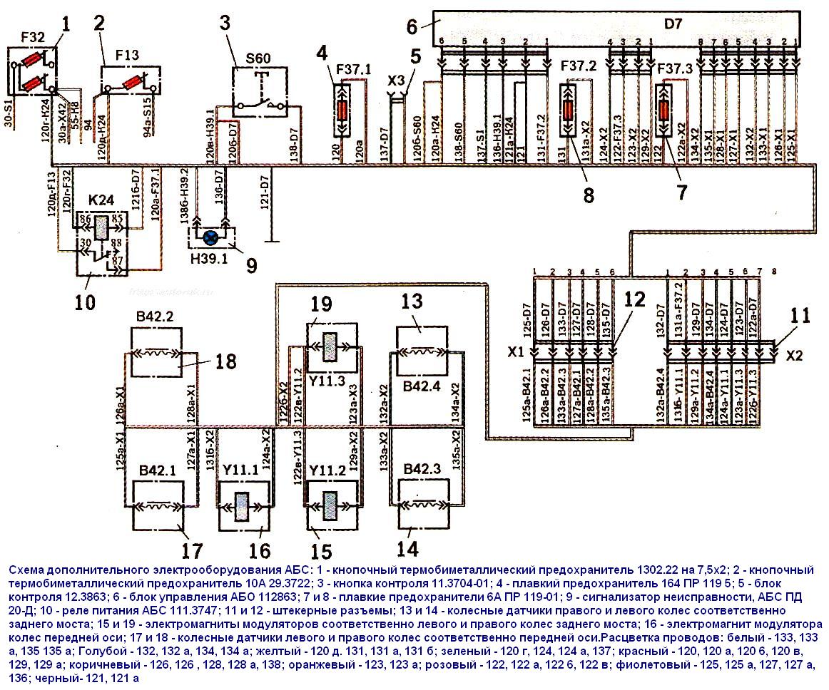 Схема подключения АБС ЗИЛ-5301